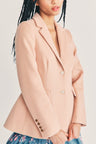 Women's wool blend salmon custom floral print lining blazer