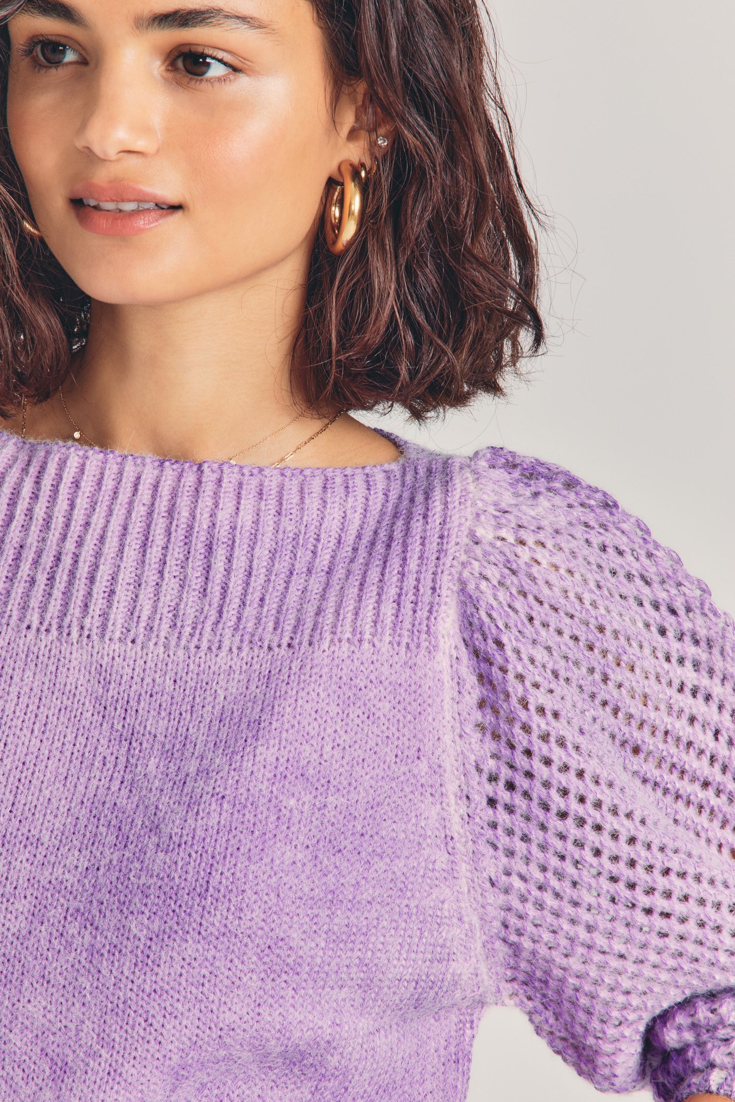 Womens purple hand-dyed wool-blend sweater