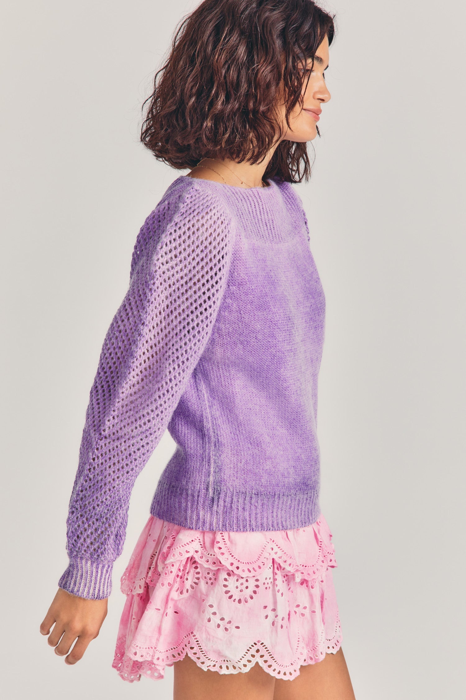 Womens purple hand-dyed wool-blend sweater