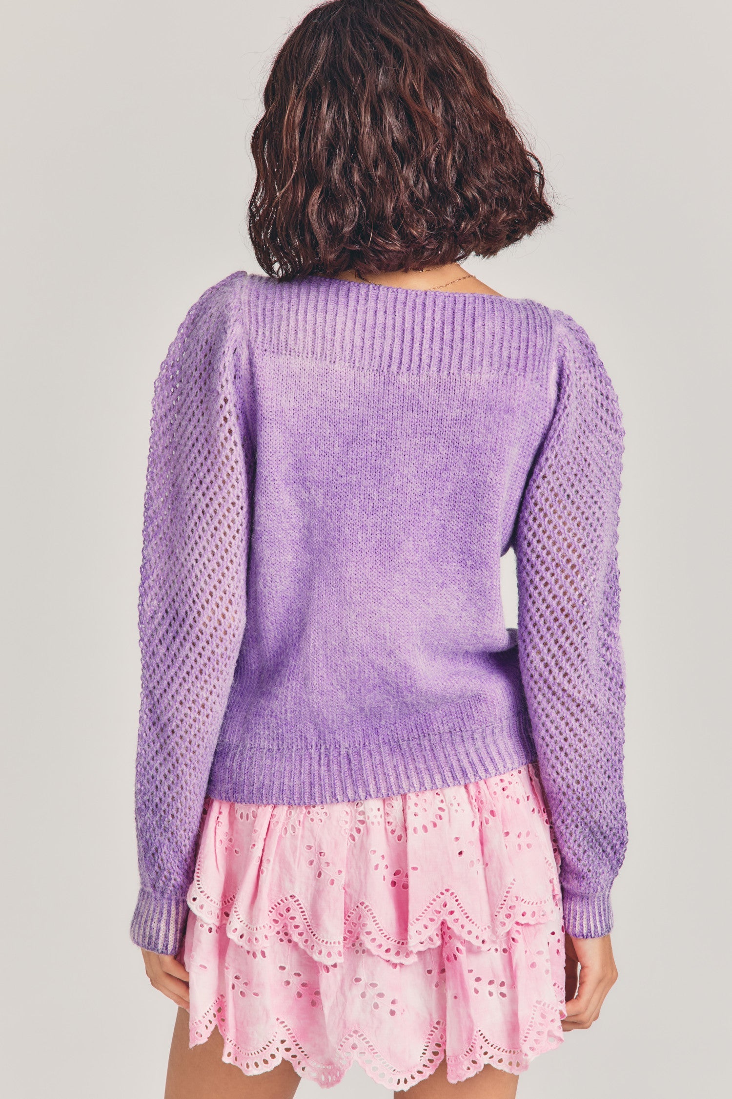 Womens purple hand-dyed wool-blend sweater