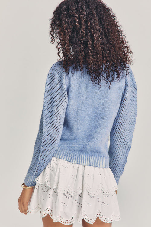 Womens blue hand dyed wool-blend pullover sweater 