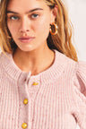 Women's cashmere cropped cardigan and speckled pink