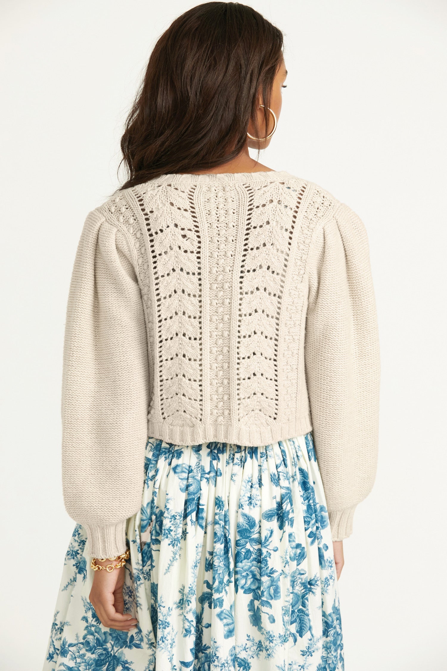 Women's neutral cable knit cardigan