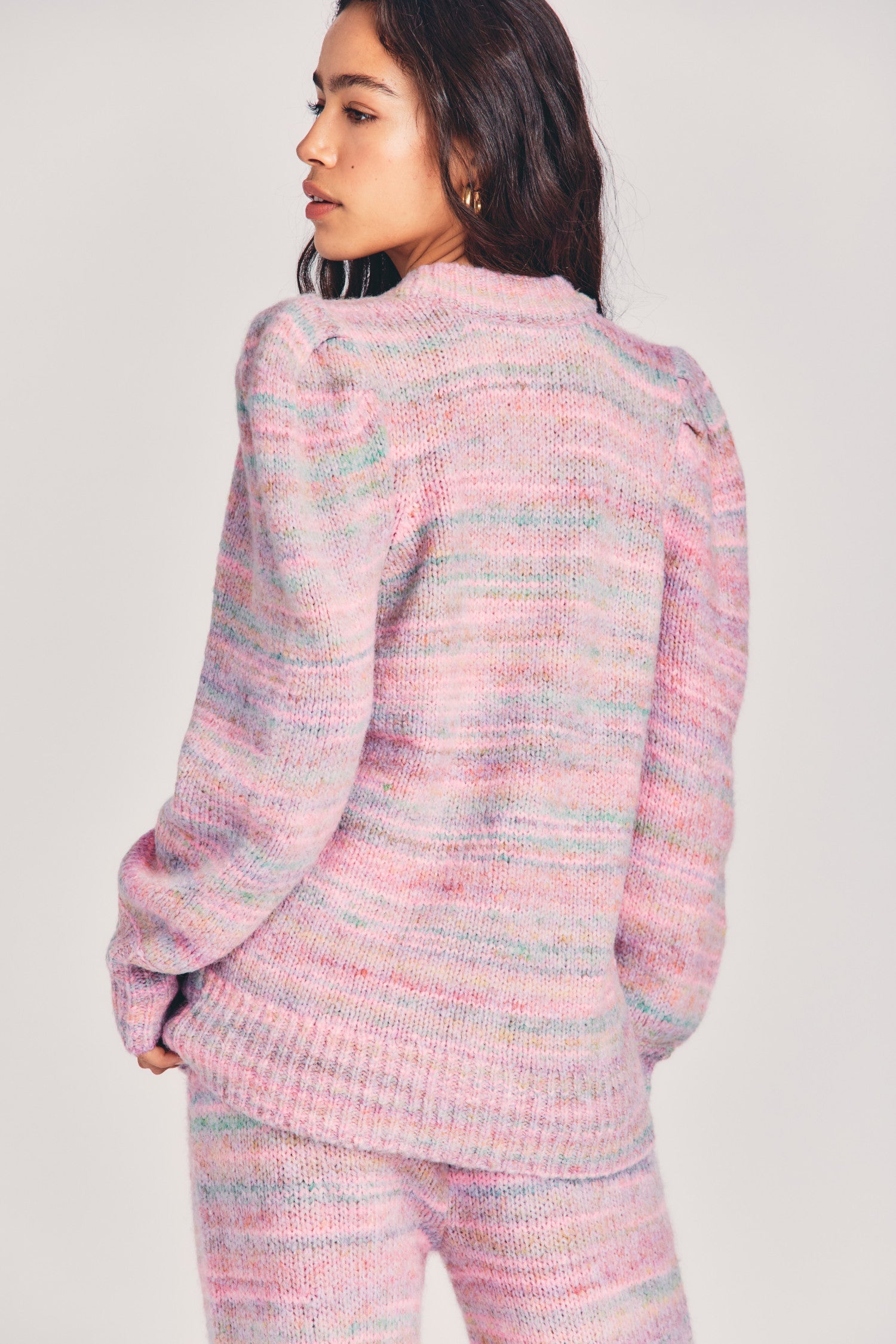 Women's wool blend cardigan in multicolored pinky pastels