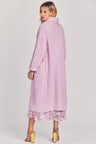 Women's pink  chunky, wool duster with oversized buttons and dropped shoulders