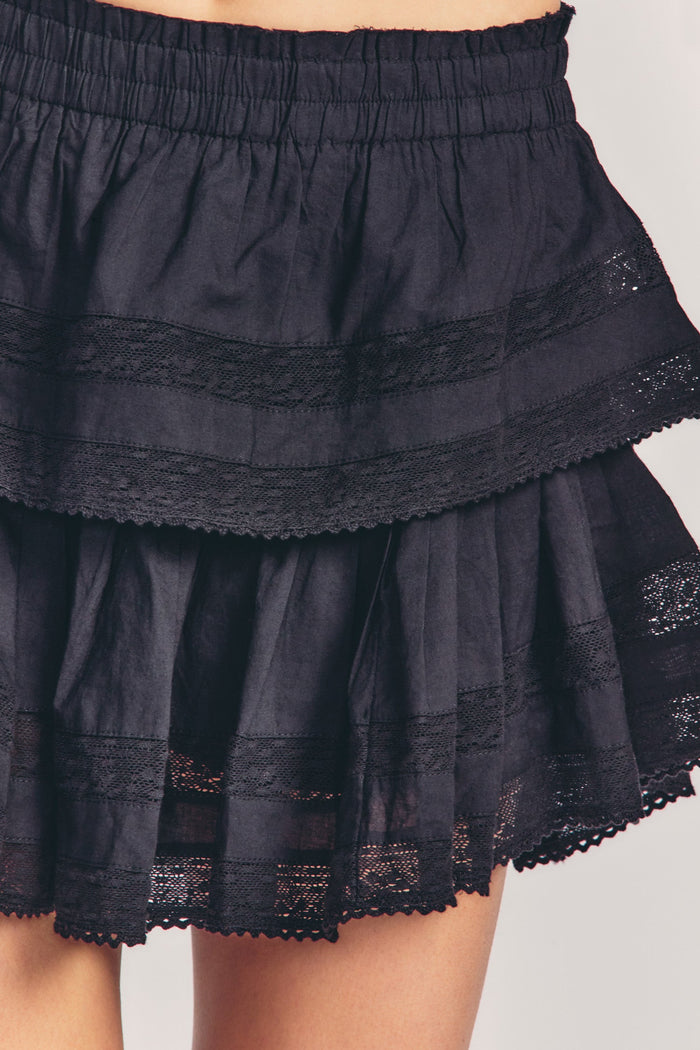 [New] Ruffle Mini Heritage Skirt - Black