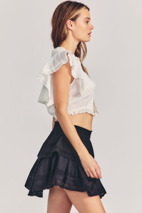 [New] Ruffle Mini Heritage Skirt - Black
