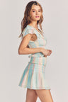 Womens mini skirt in a pastel striped print