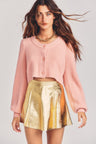 Womens shiny gold metallic mini skirt