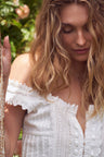 Womens cotton white bustier with embroidery details