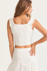 Womens cotton white bustier with embroidery details