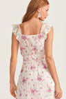 Womens french textile inspired floral crop top with lace detail