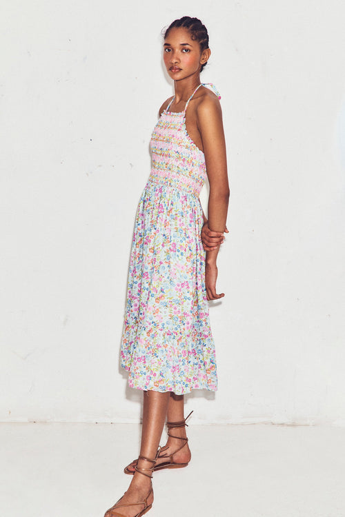 Women's multicolored floral print midi dress