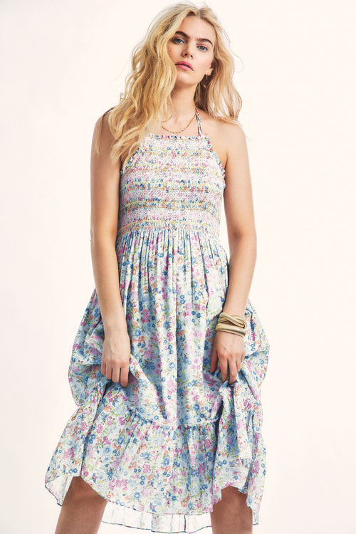 Women's multicolored floral print midi dress