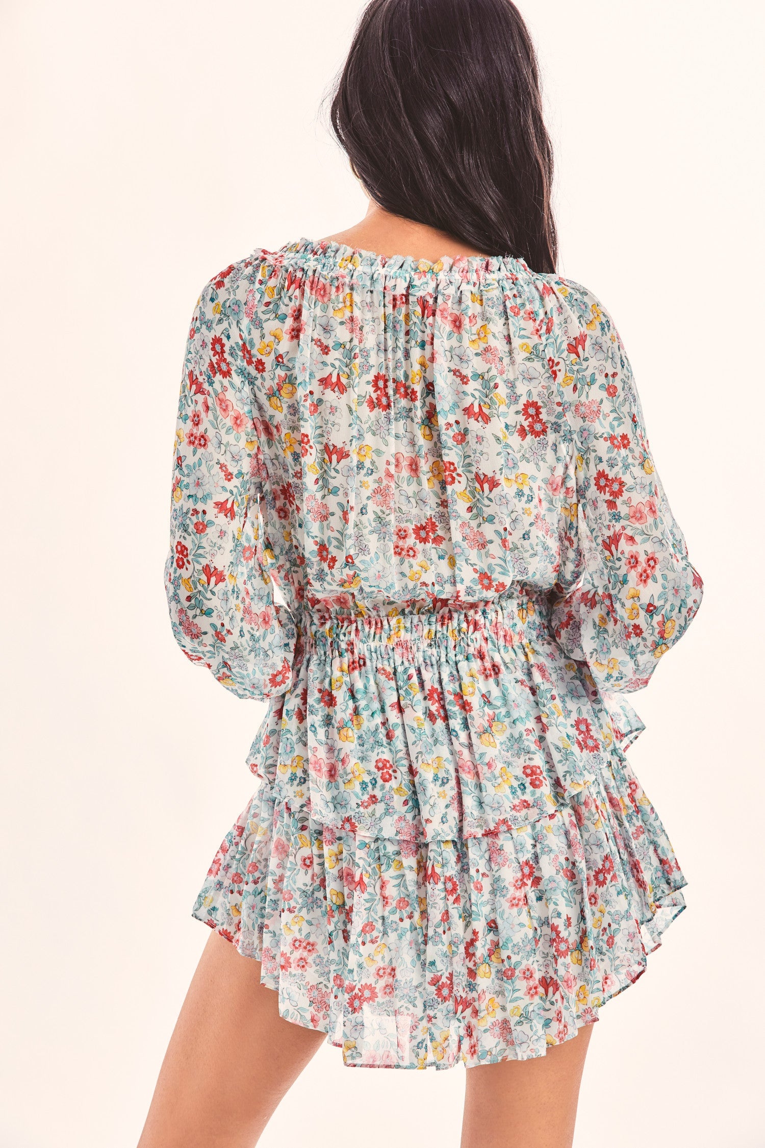 Women's floral long sleeve mini dress