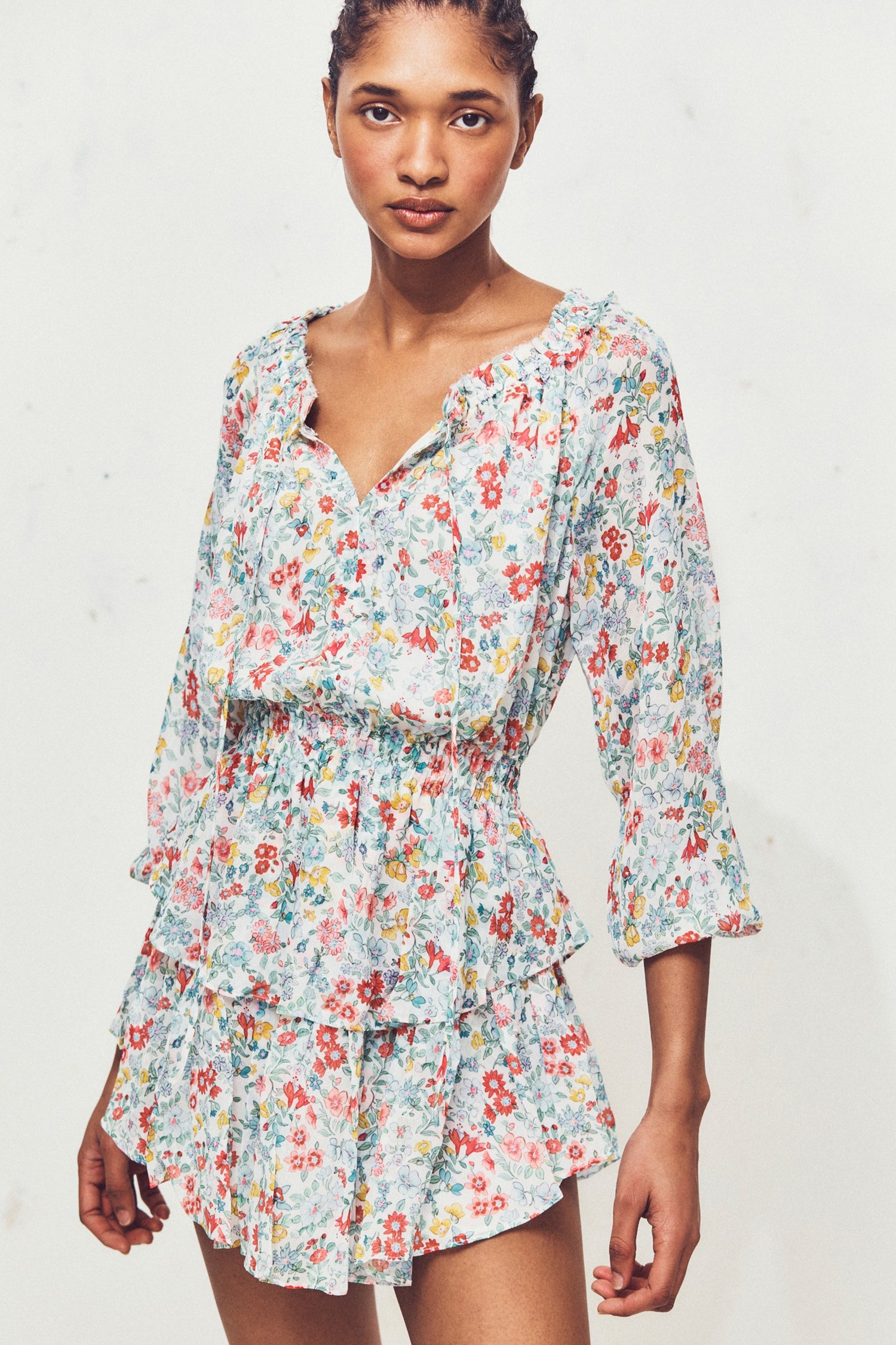 Women's floral long sleeve mini dress