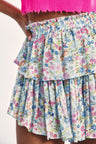 Women's multicolored floral print two tiered mini skirt