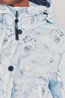 Womens blue floral print puffer style ecodown ski jacket